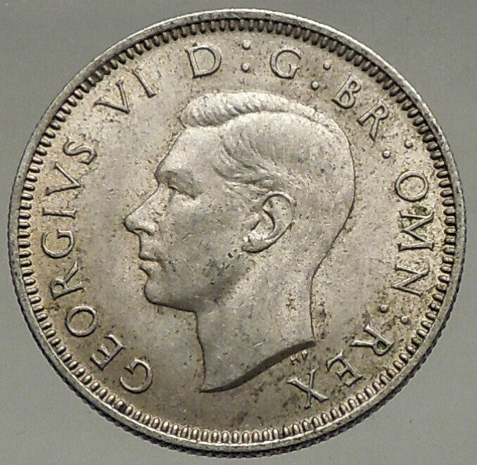 1942 United Kingdom UK Great Britain GEORGE VI Lion Silver Shilling Coin i56675