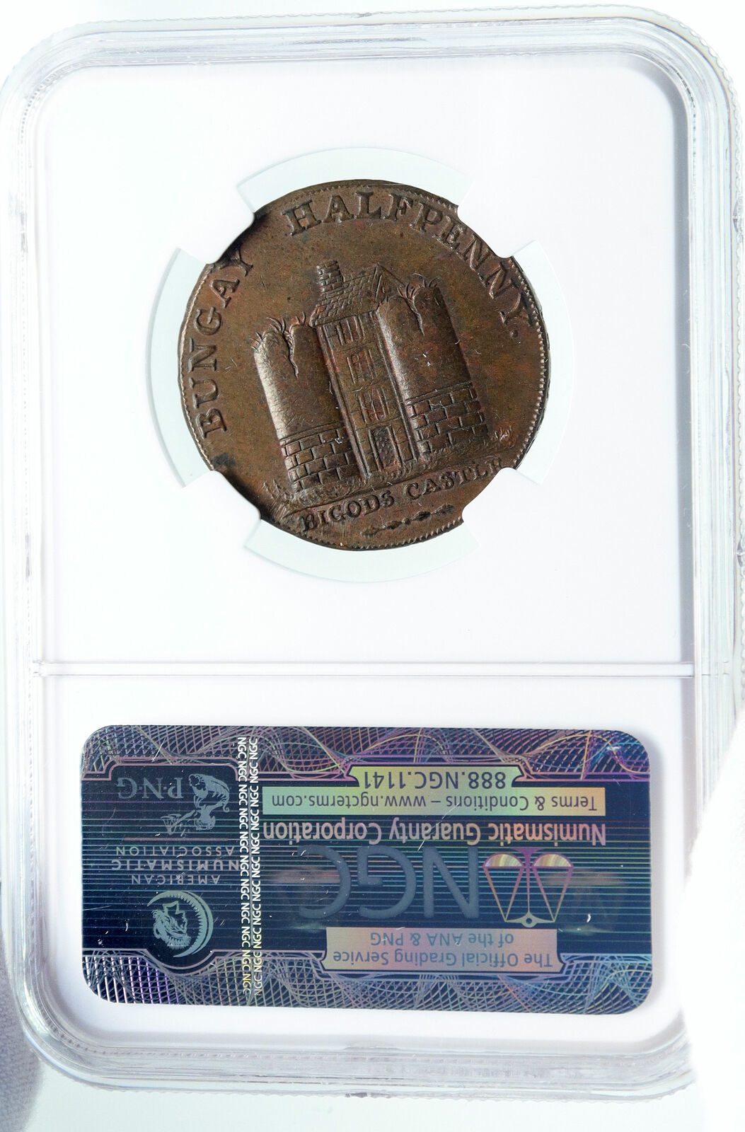 1794 ENGLAND UK Suffolk BUNGAY Lancaster Antique 1/2 P Conder Token NGC i86638