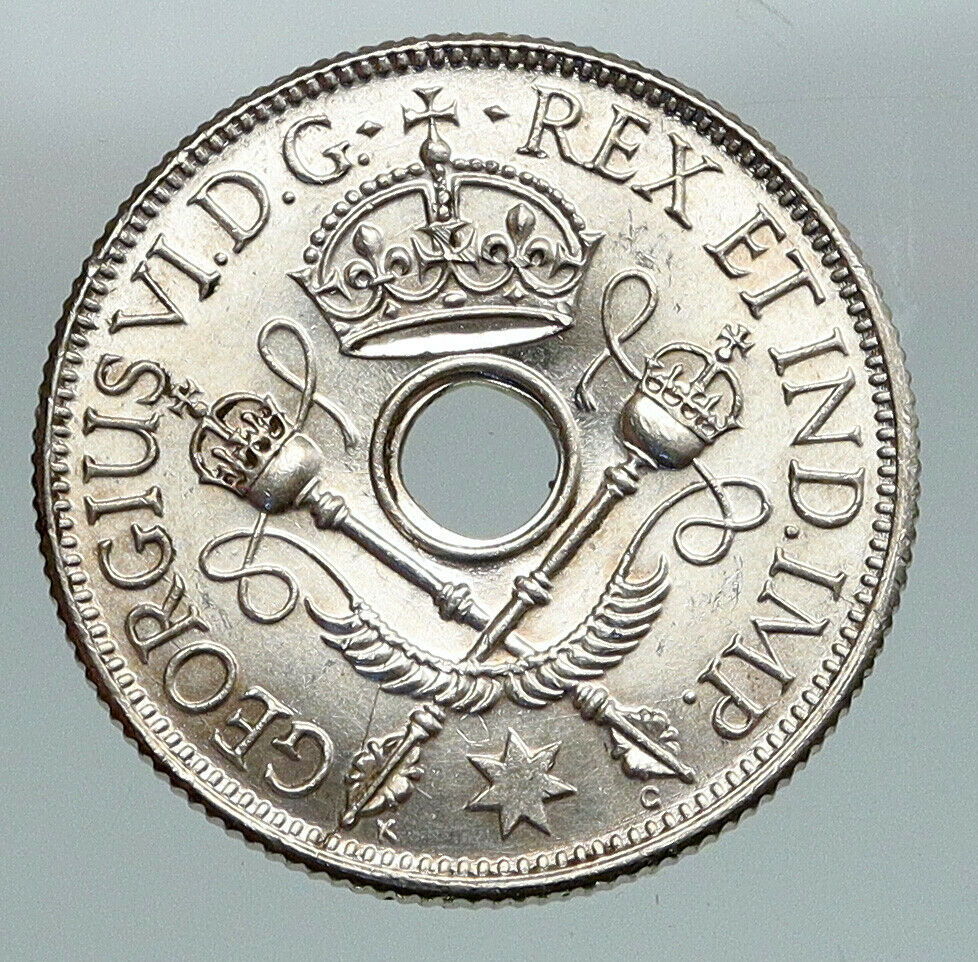 1938 PAPUA NEW GUINEA British UK KING GEORGE VI Old Silver Shilling Coin i91664