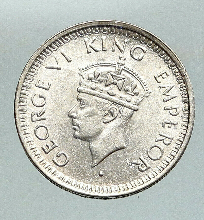 1945B INDIA UK States King George VI VINTAGE Silver 1/4 Rupee Indian Coin i91619