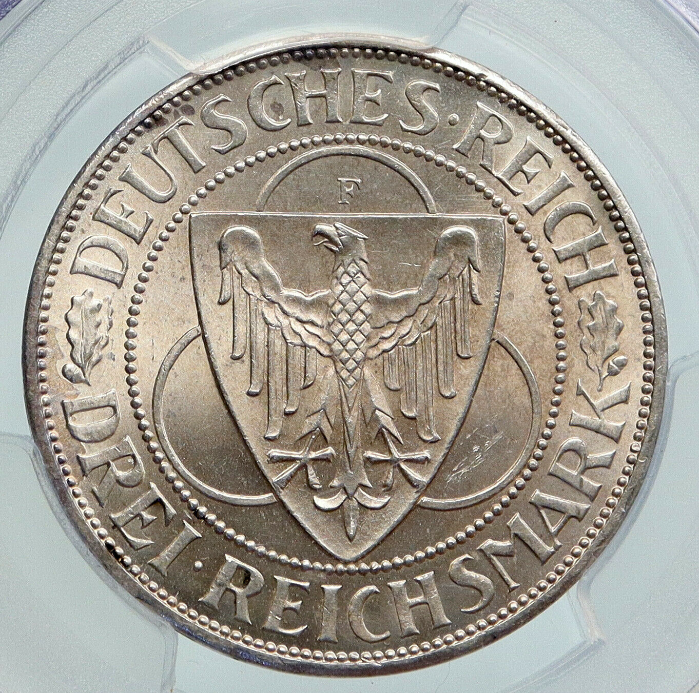 1930 F Weimar Germany LIBERATION OF RHINELAND Silver 3 R-Mark Coin PCGS i91607