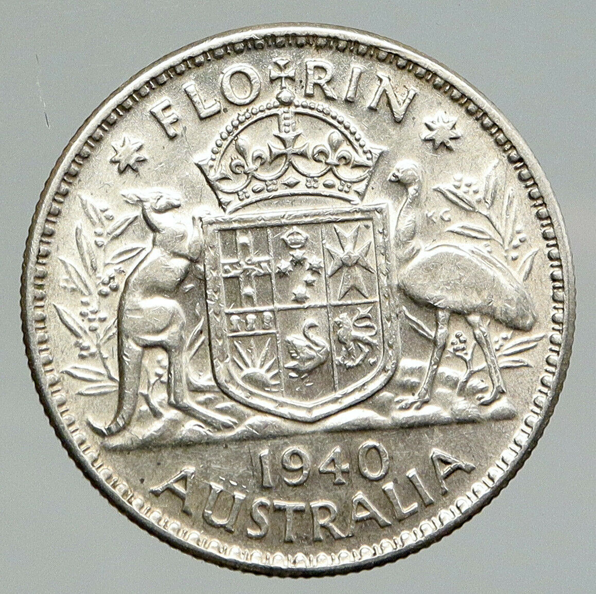 1940 AUSTRALIA Large King George VI Kangaroos VINTAGE Silver Florin Coin i91790