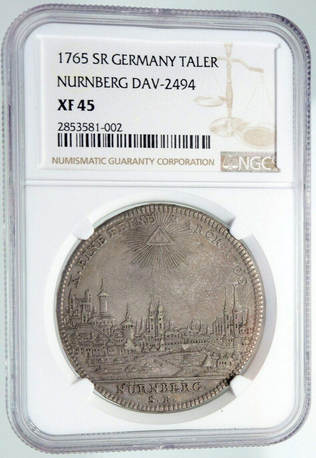 1765 SR GERMANY NURNBERG Nuremberg CITY VIEW German Silver Taler Coin NGC 91610