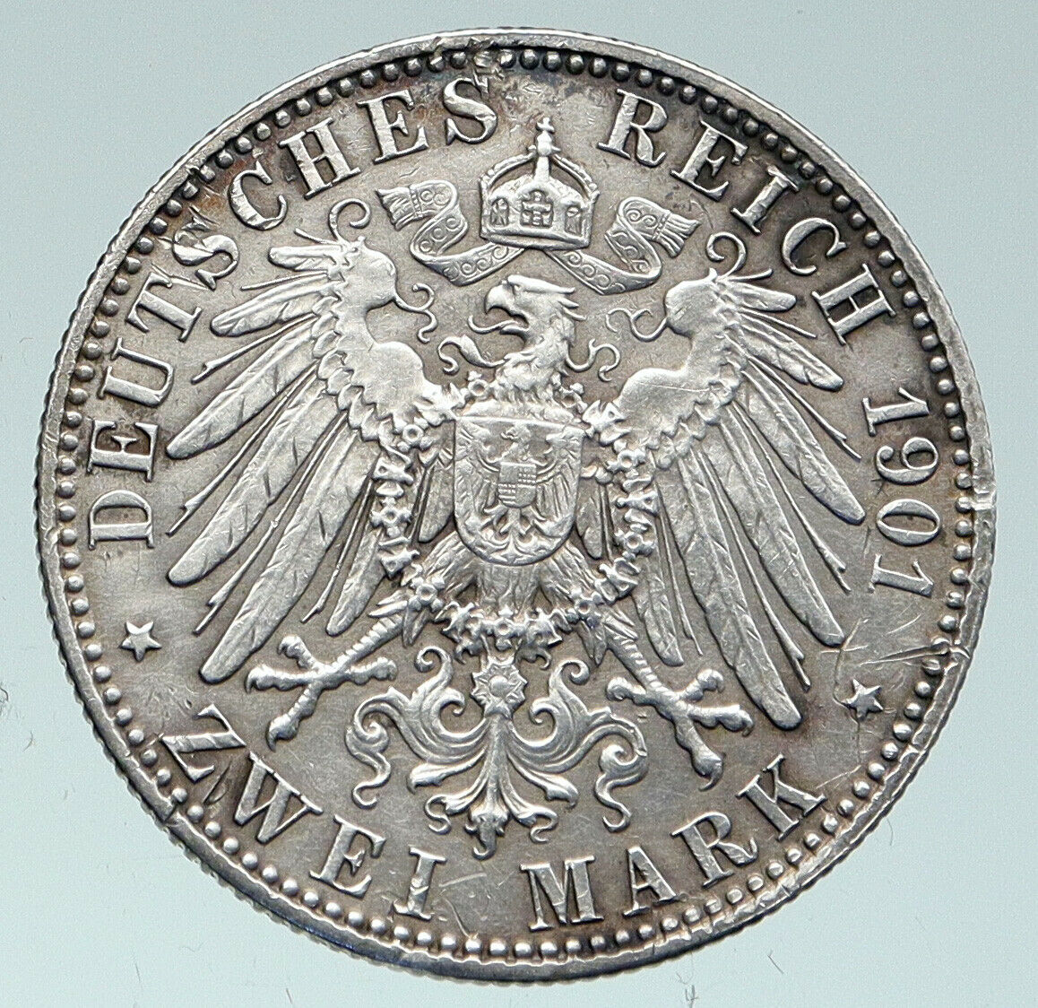 1901A Germany PRUSSIA KINGDOM Wilhelm II & Frederick I Silver 2 Mark Coin i91515