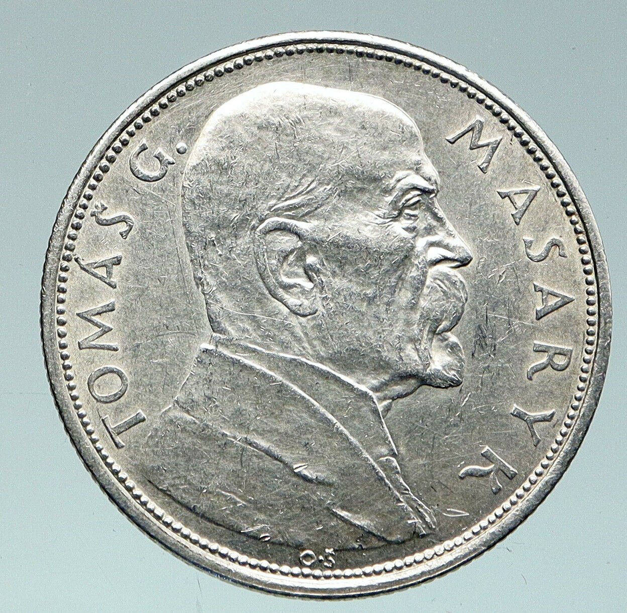 1928 CZECHOSLOVAKIA President Masaryk Genuine Silver 10 Korun Coin i91518