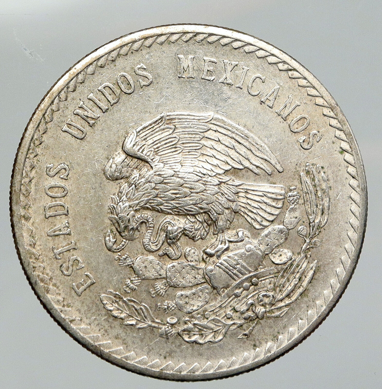 1948 MEXICO Aztec Chieftain CUAUHTEMOC Eagle VINTAGE Silver 5 Peso Coin i91781