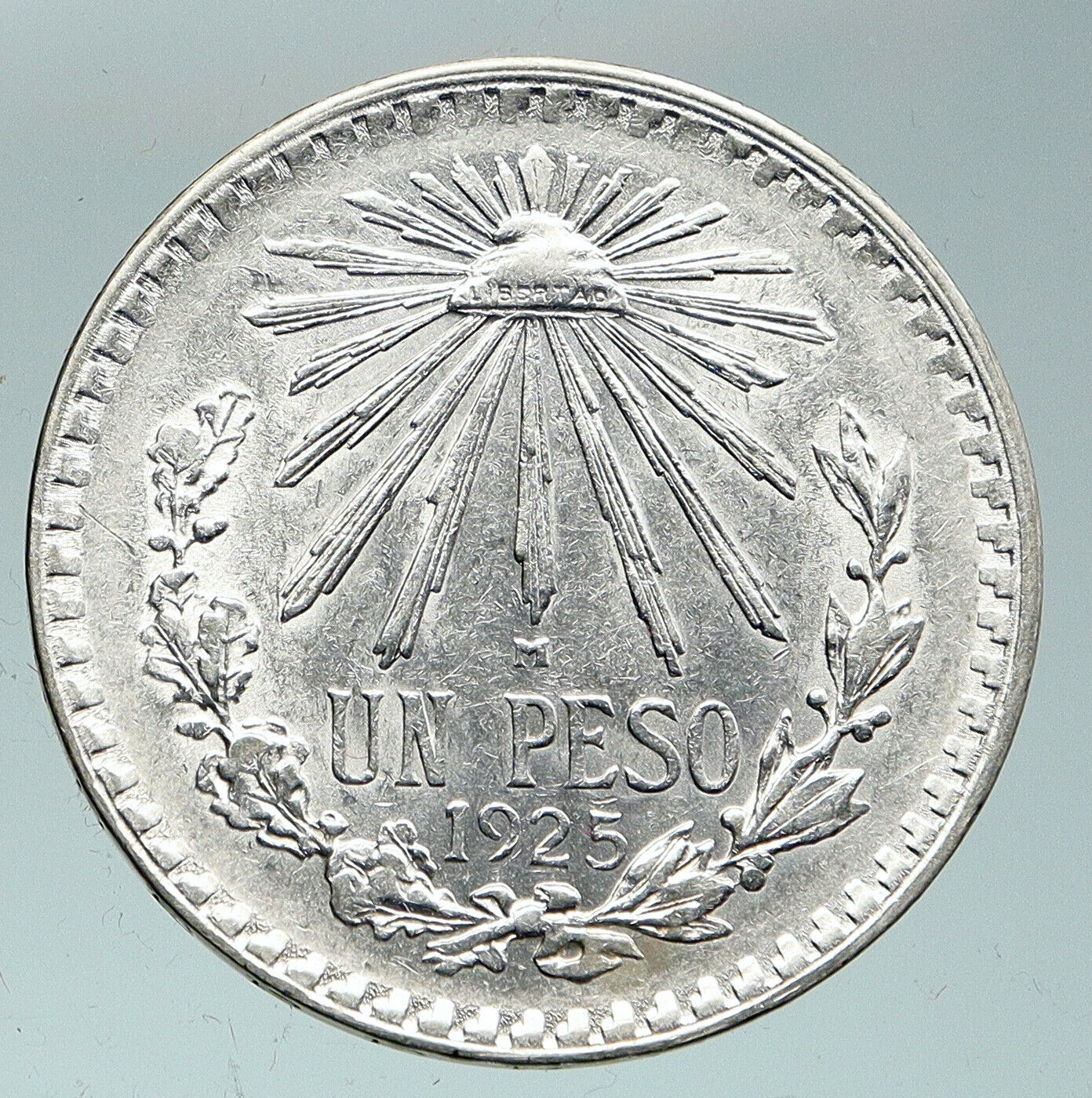 1925 M MEXICO Large Eagle Liberty Cap Mexican Antique Silver 1 Peso Coin i91525