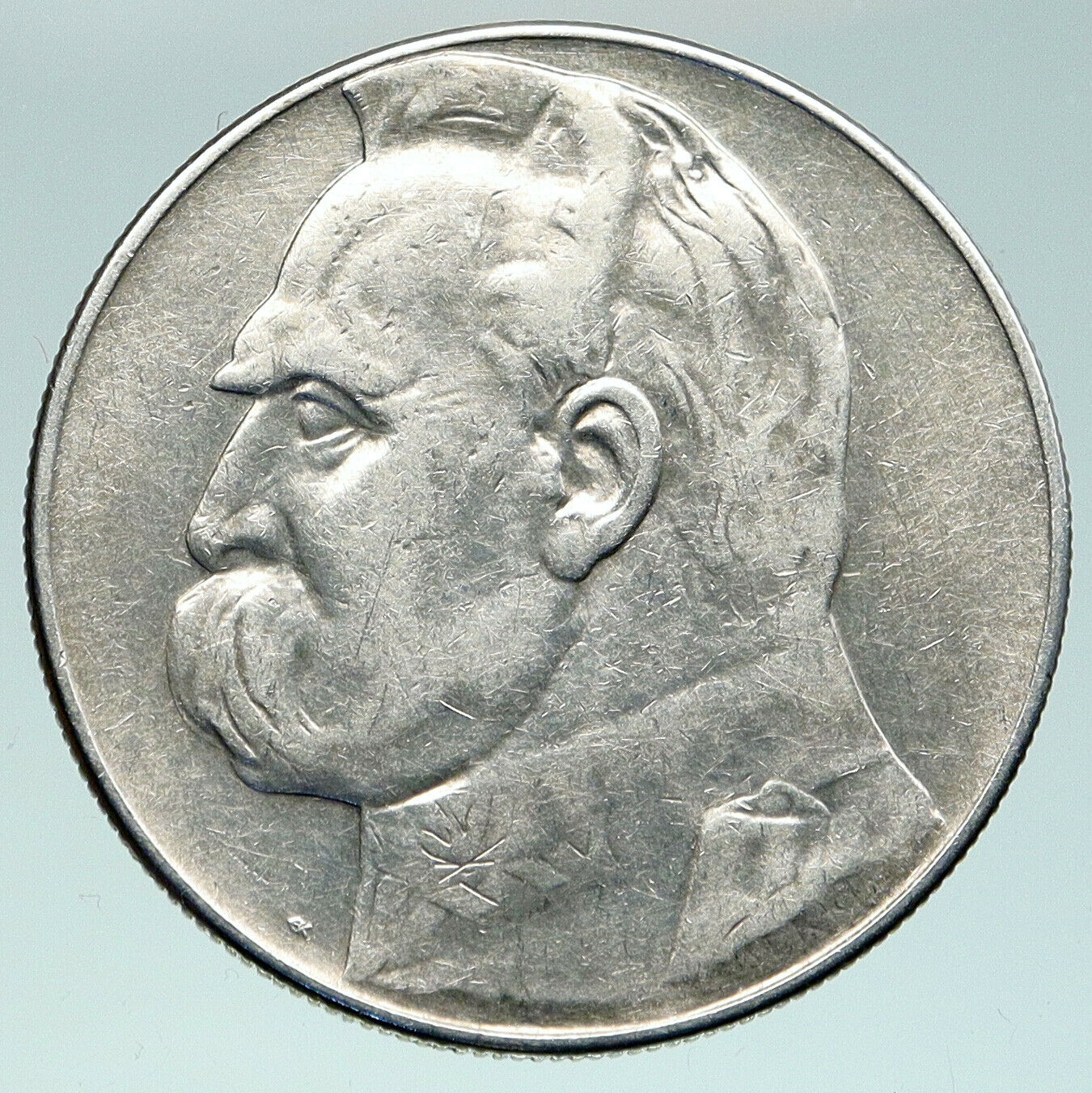 1935 POLAND Silver with Jozef Pilsudski Antique Silver 10 Zlotych Coin i91501