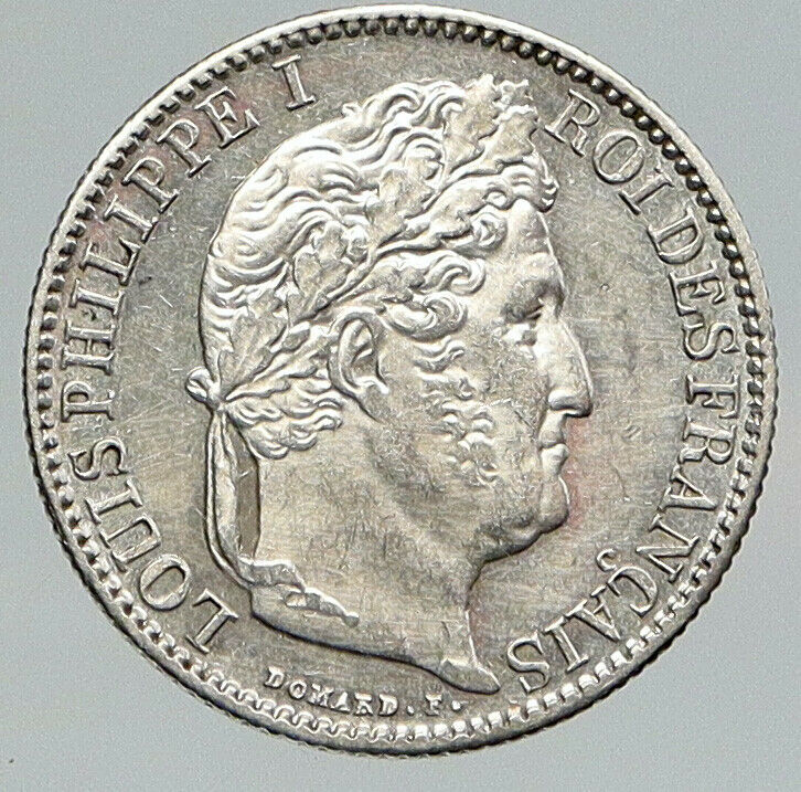 1847 A FRANCE Antique VINTAGE Wreath OLD Silver 50 Centimes French Coin i91746