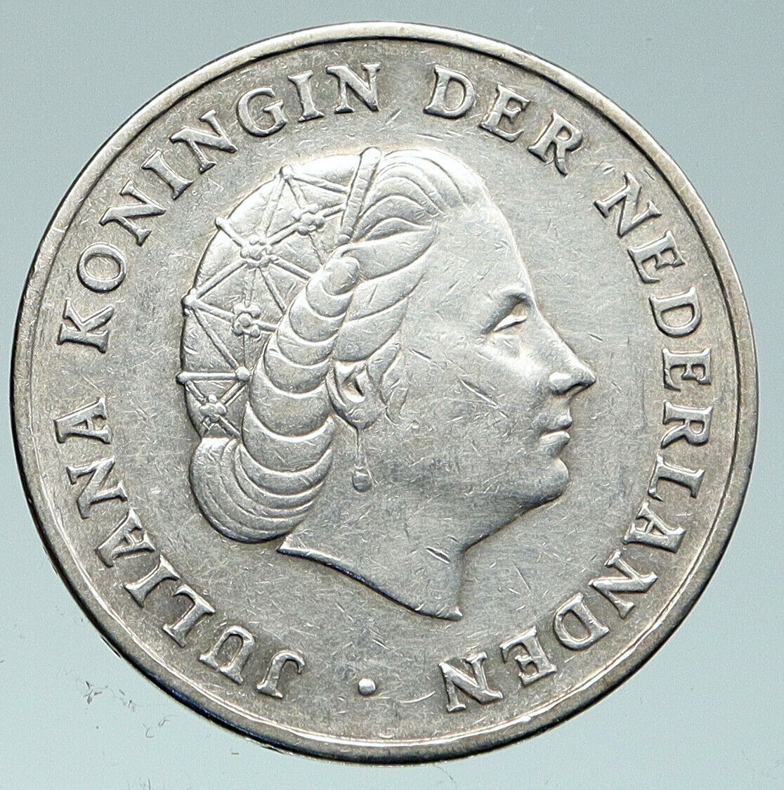 1964 NETHERLANDS ANTILLES Queen JULIANA Vintage SILVER OLD Gulden Coin i91511