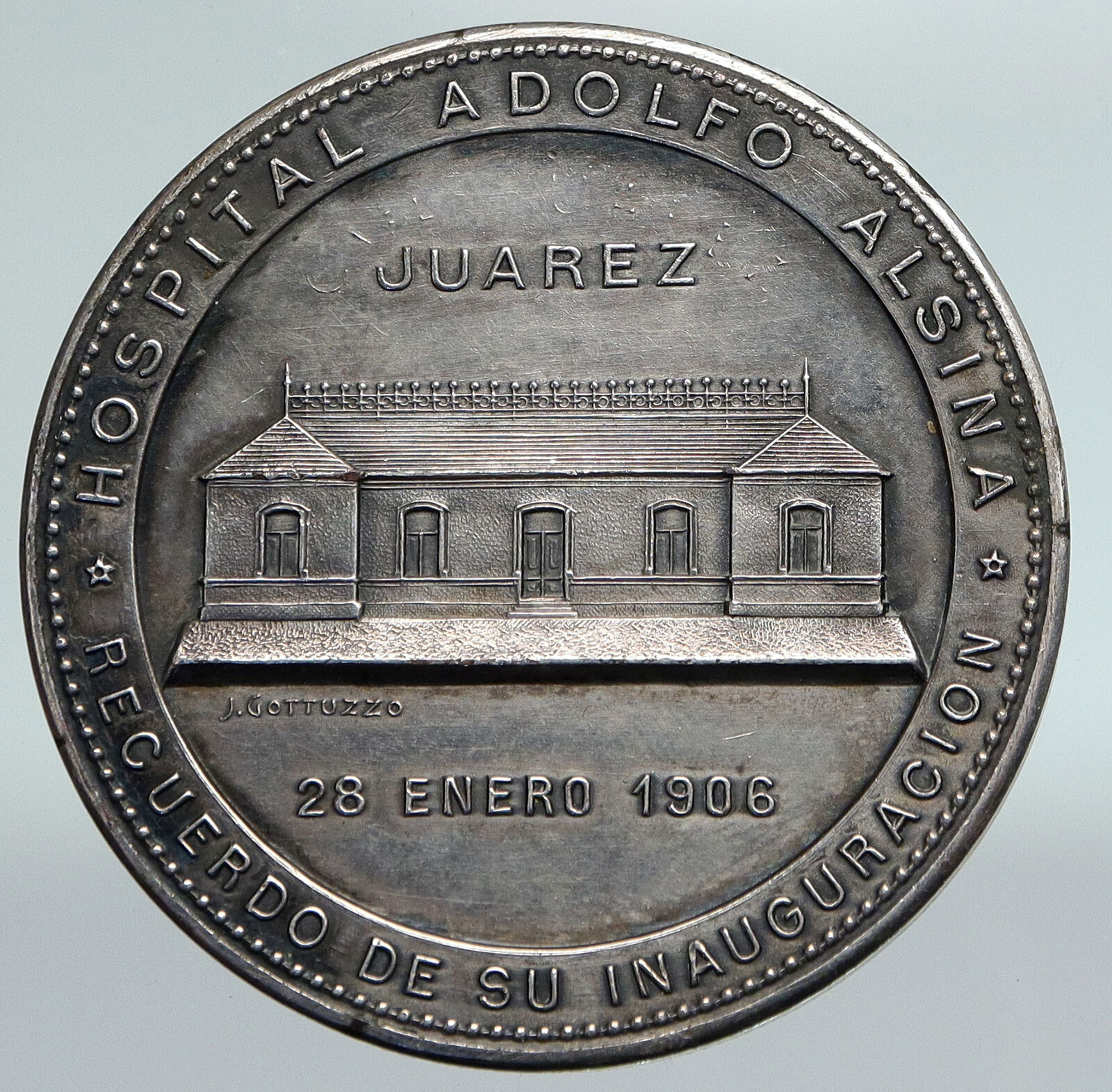 1906 ARGENTINA Hospital Adolfo Ansina JUAREZ Mexican Charity Silver Medal i90874