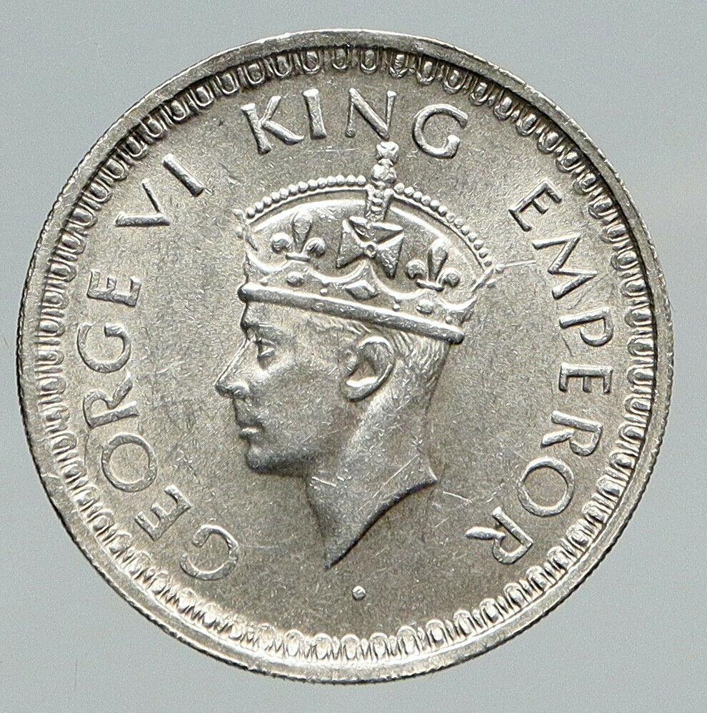 1944L INDIA States UK King George VI ANTIQUE Silver 1/2 RUPEE Indian Coin i91741