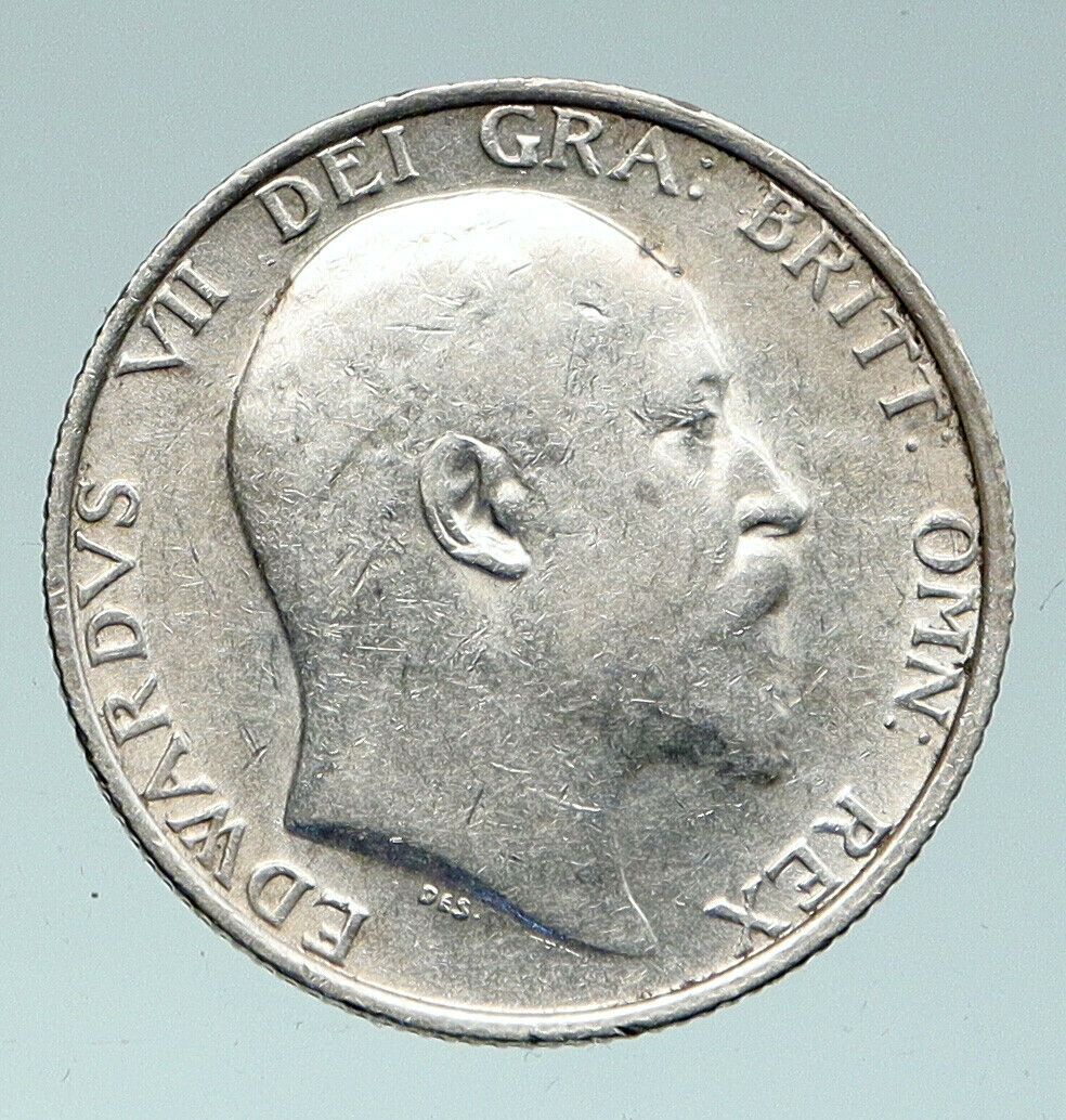 1906 GREAT BRITAIN EDWARD VII UK Antique VINTAGE Old Silver Shilling Coin i91510