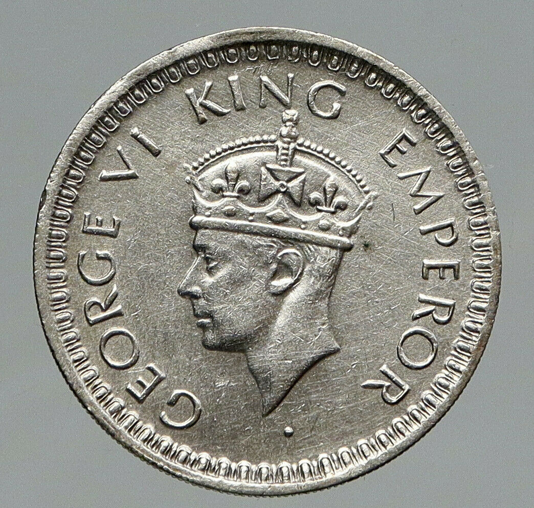 1944L INDIA States UK King George VI ANTIQUE Silver 1/2 RUPEE Indian Coin i91775