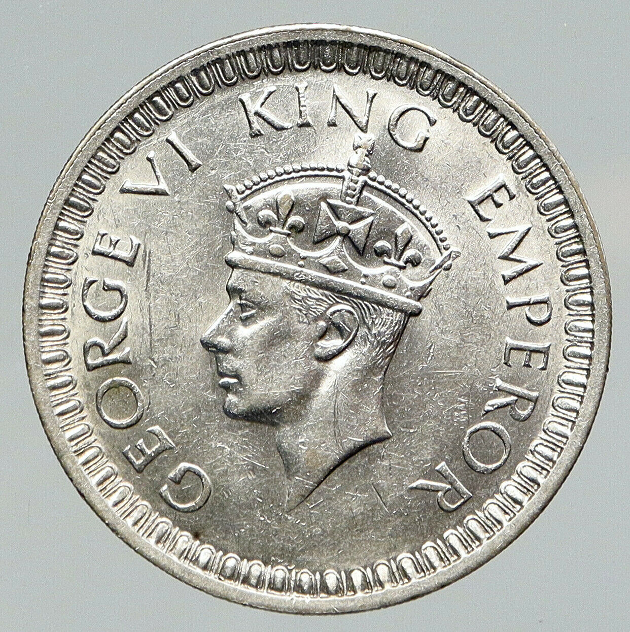 1942 B United Kingdom KING GEORGE VI British INDIA Old Silver Rupee Coin i91757