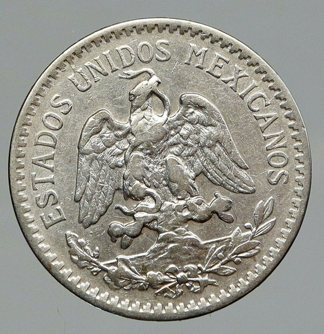 1919 MEXICO City EAGLE CACTUS SERPENT Old Silver 50 Centavos Mexican Coin i91763