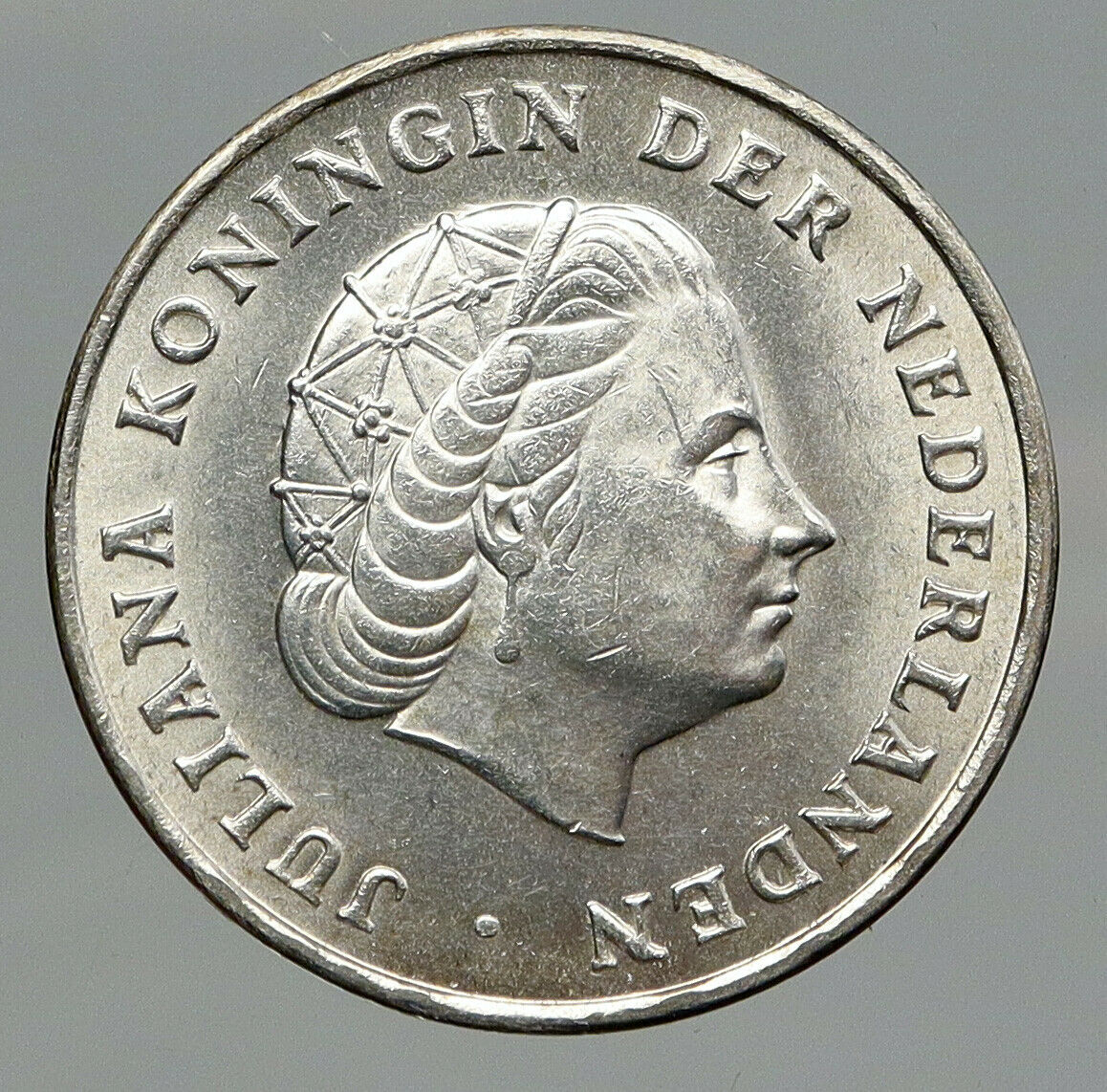 1964 NETHERLANDS ANTILLES Queen JULIANA Vintage SILVER OLD Gulden Coin i91771