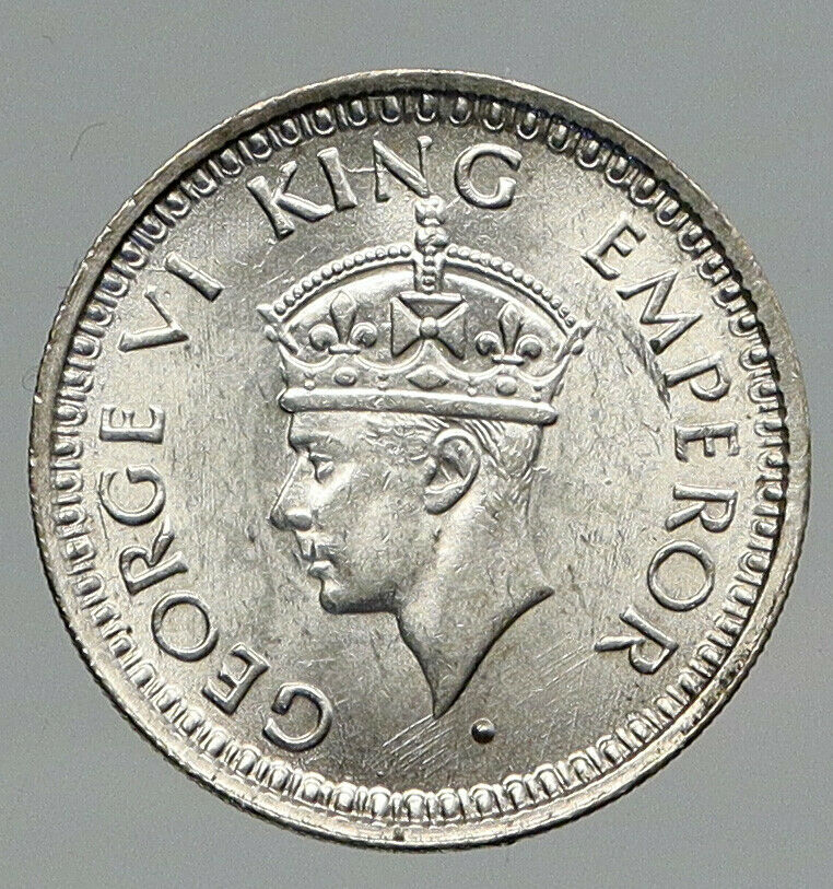 1945B INDIA UK States King George VI VINTAGE Silver 1/4 Rupee Indian Coin i91769