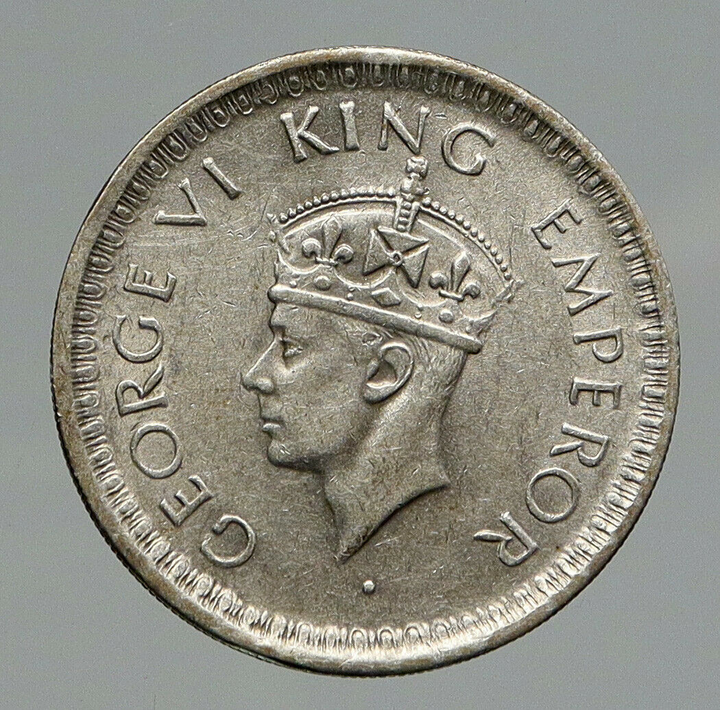 1943L INDIA States UK King George VI ANTIQUE Silver 1/2 RUPEE Indian Coin i91774