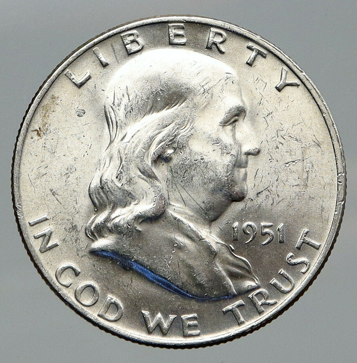 1951 US Benjamin Franklin Genuine Silver Half Dollar Coin LIBERTY BELL i91823