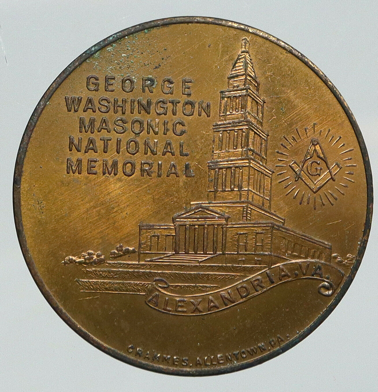 1932 UNITED STATES USA Washington MASONIC Memorial OLD Bicentennial Medal i91827