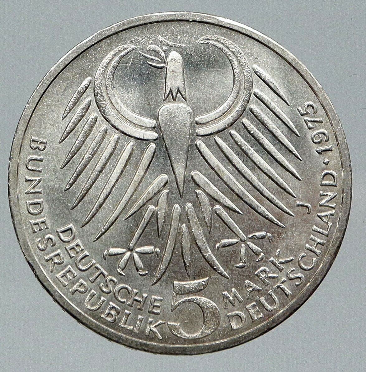 1975 GERMANY Politician Friedrich Ebert Antique Silver 5 Mark GERMAN Coin i91722