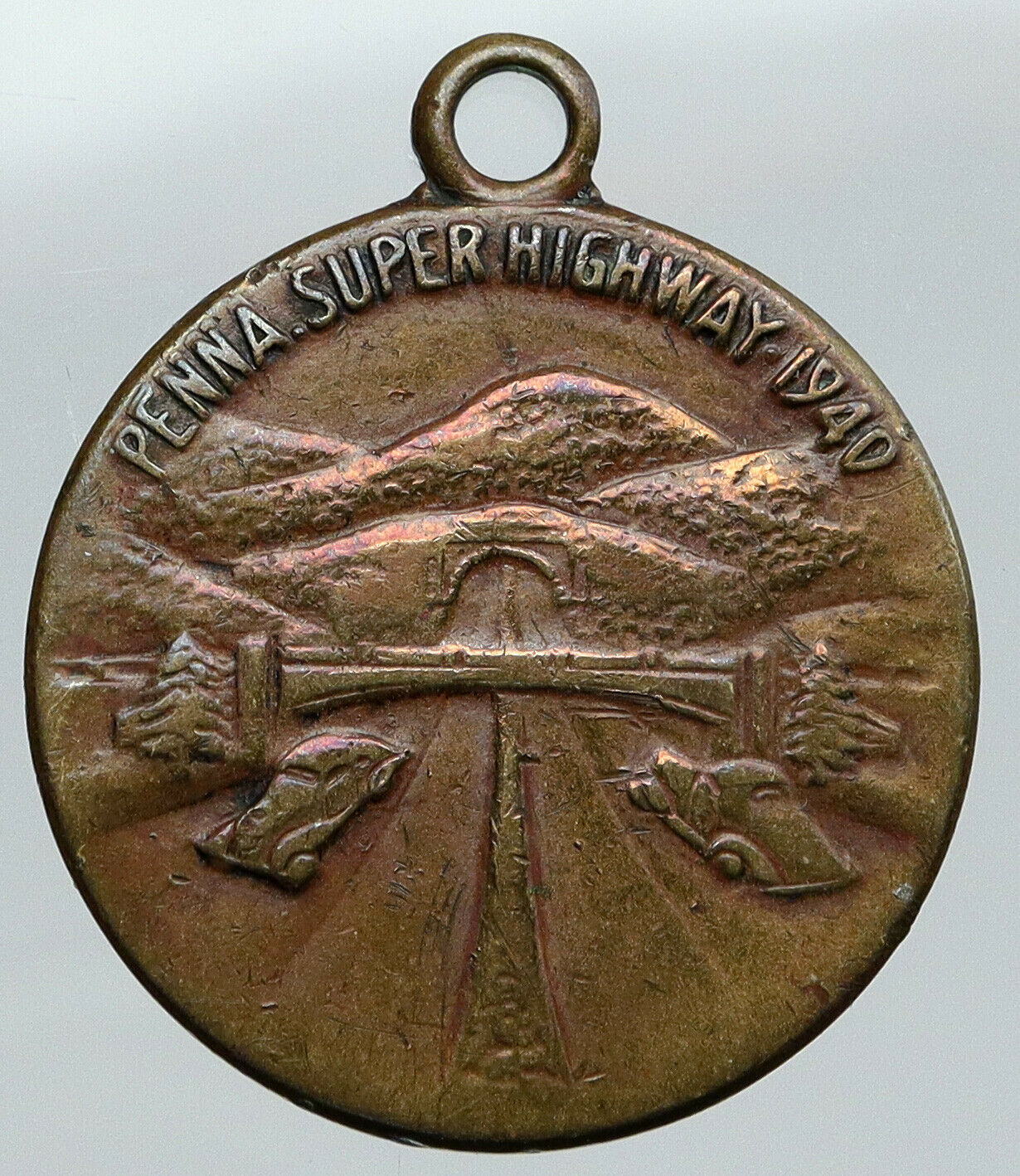 1944 USA Pennsylvania SUPER HIGHWAY DREAM TUNNEL Old Antique Token Medal i91796