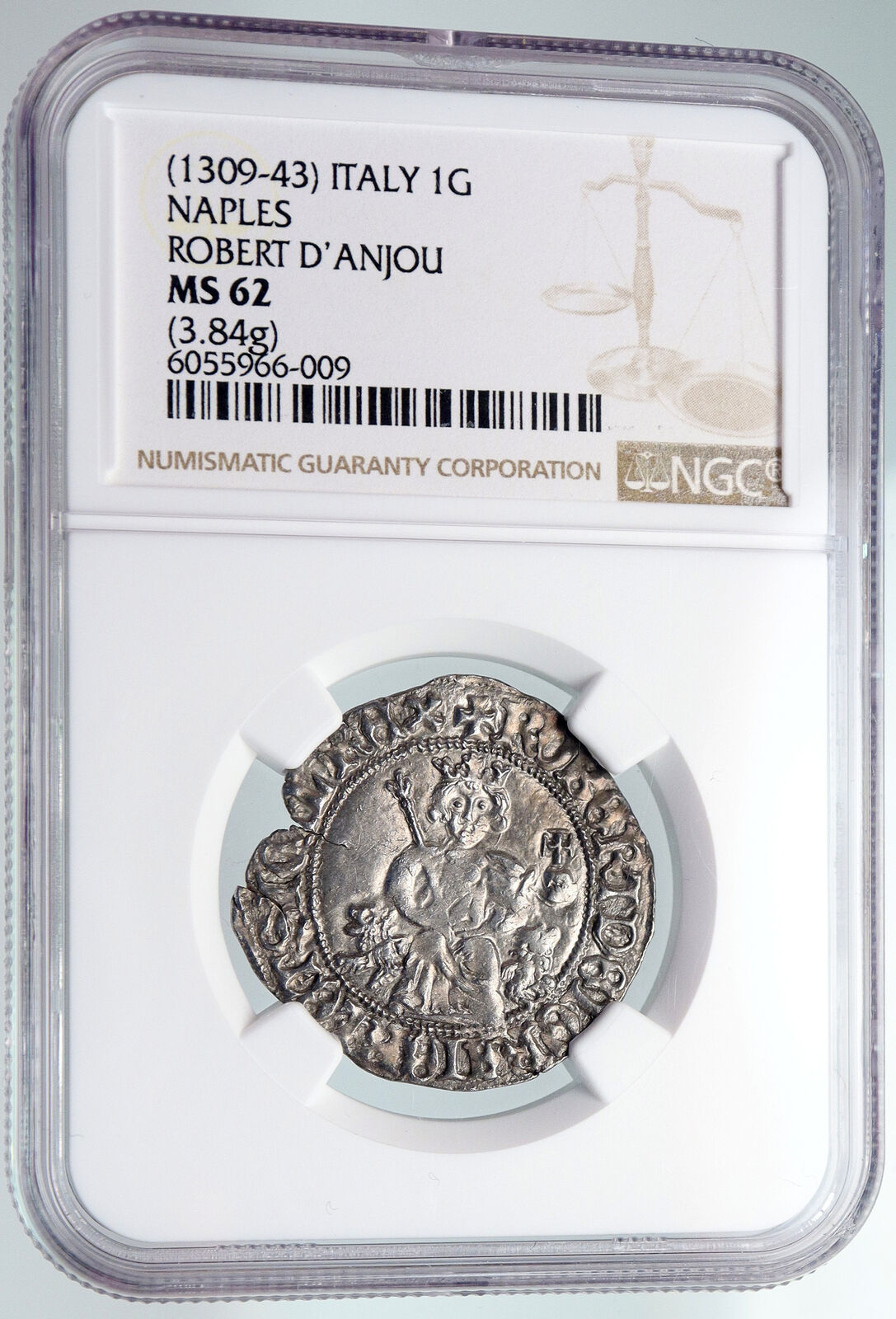 1309-43 ITALY Naples King Robert D'Anjou Antique MEDIEVAL Silver Coin NGC i90708