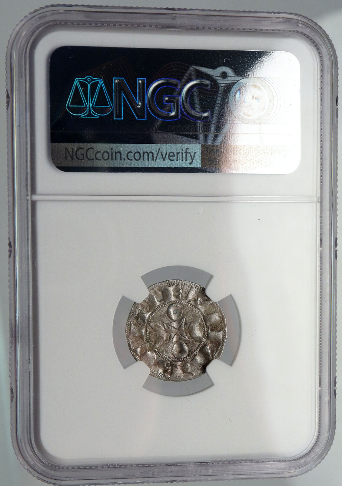 1199AD FRANCE LA MARCHE Hugh IX - X Louis Silver Denier Medieval Coin NGC i90656