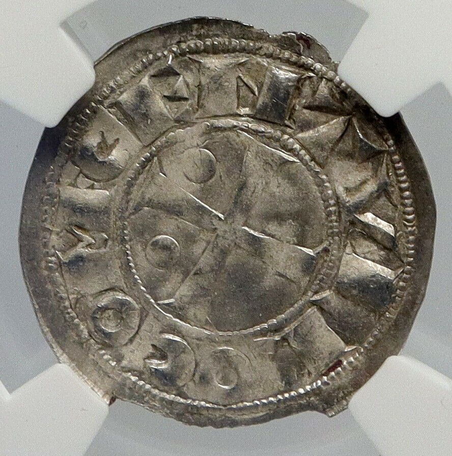 1100-1300 FRANCE Bearn Feudal IN NAME OF CENTULLE Silver Denier Coin NGC i90654