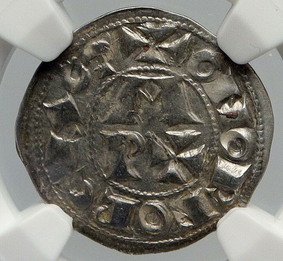 1100-1300 FRANCE Bearn Feudal IN NAME OF CENTULLE Silver Denier Coin NGC i90655