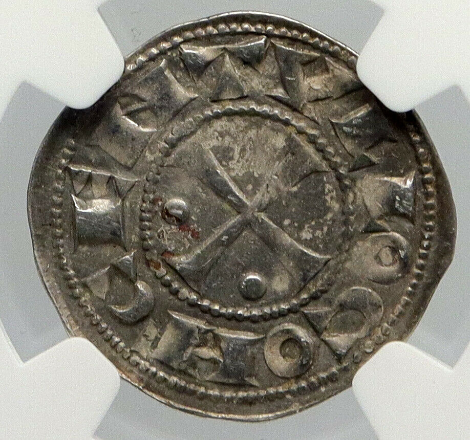 1100-1300 FRANCE Bearn Feudal IN NAME OF CENTULLE Silver Denier Coin NGC i90655