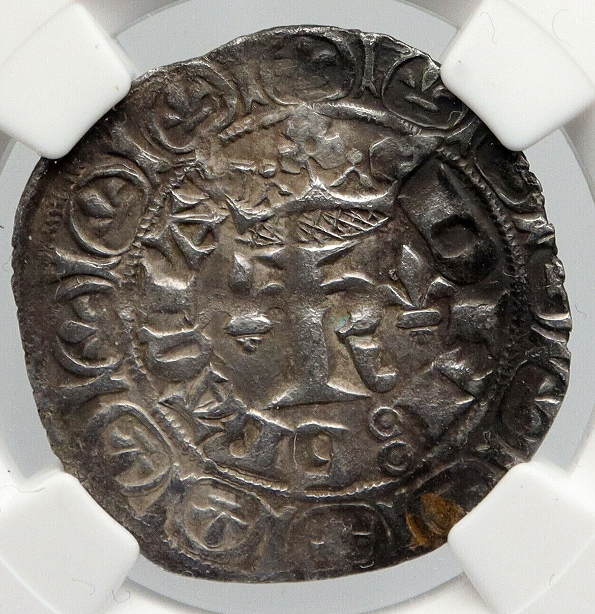 1364-1380 FRANCE King Charles V Antique VINTAGE Old Silver Blanc Coin NGC i90647