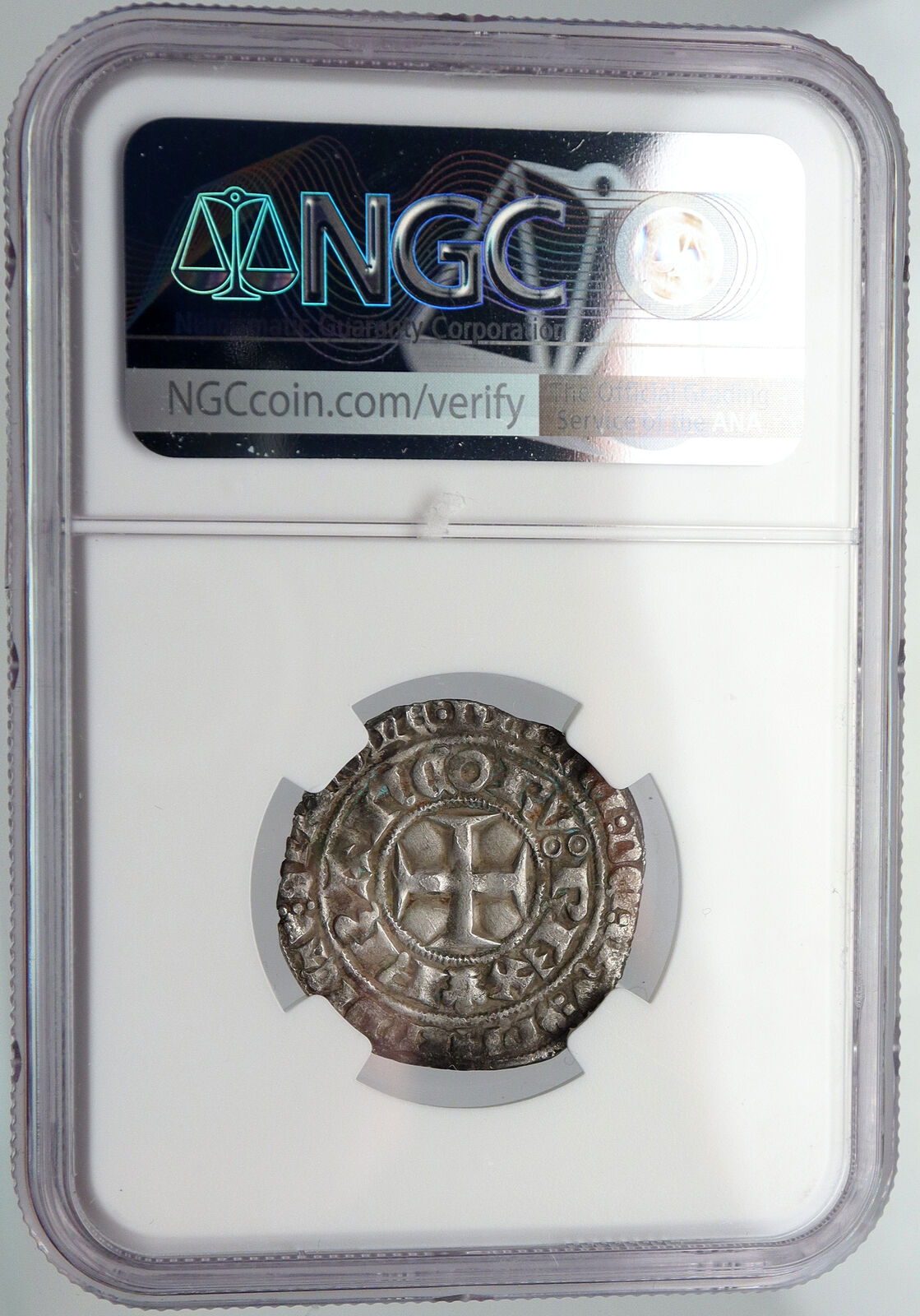 1364-1380 FRANCE King Charles V Antique VINTAGE Old Silver Blanc Coin NGC i90647