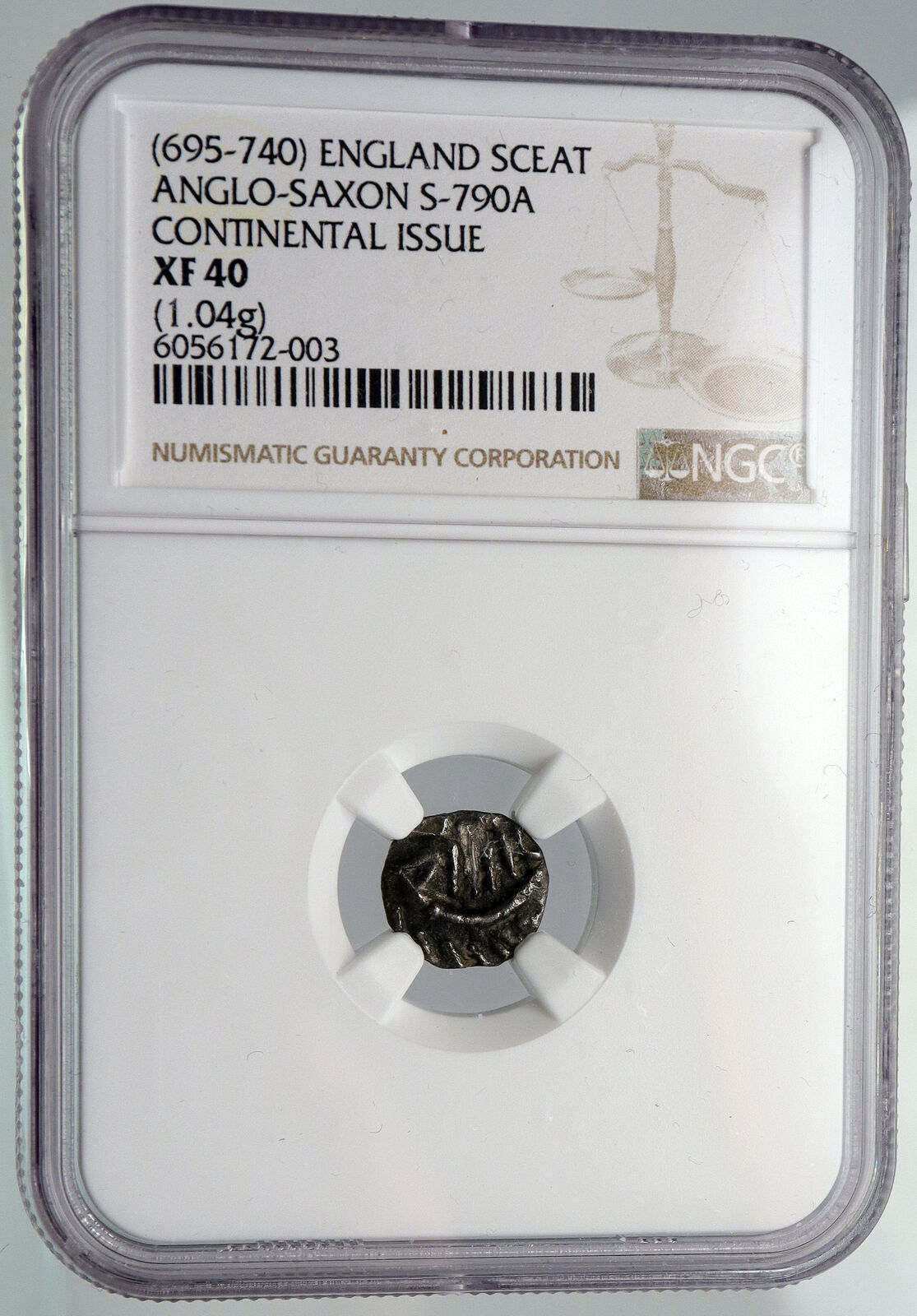 690-715AD ANGLO-SAXON Frisia Continental Silver Sceatt Coin of REDBAD NGC i90649