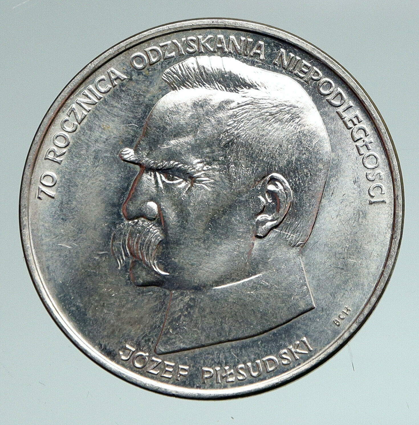 1988 POLAND Jozef Pilsudski 70th Anniv Antique Silver 50,000 Zlotych Coin i90954