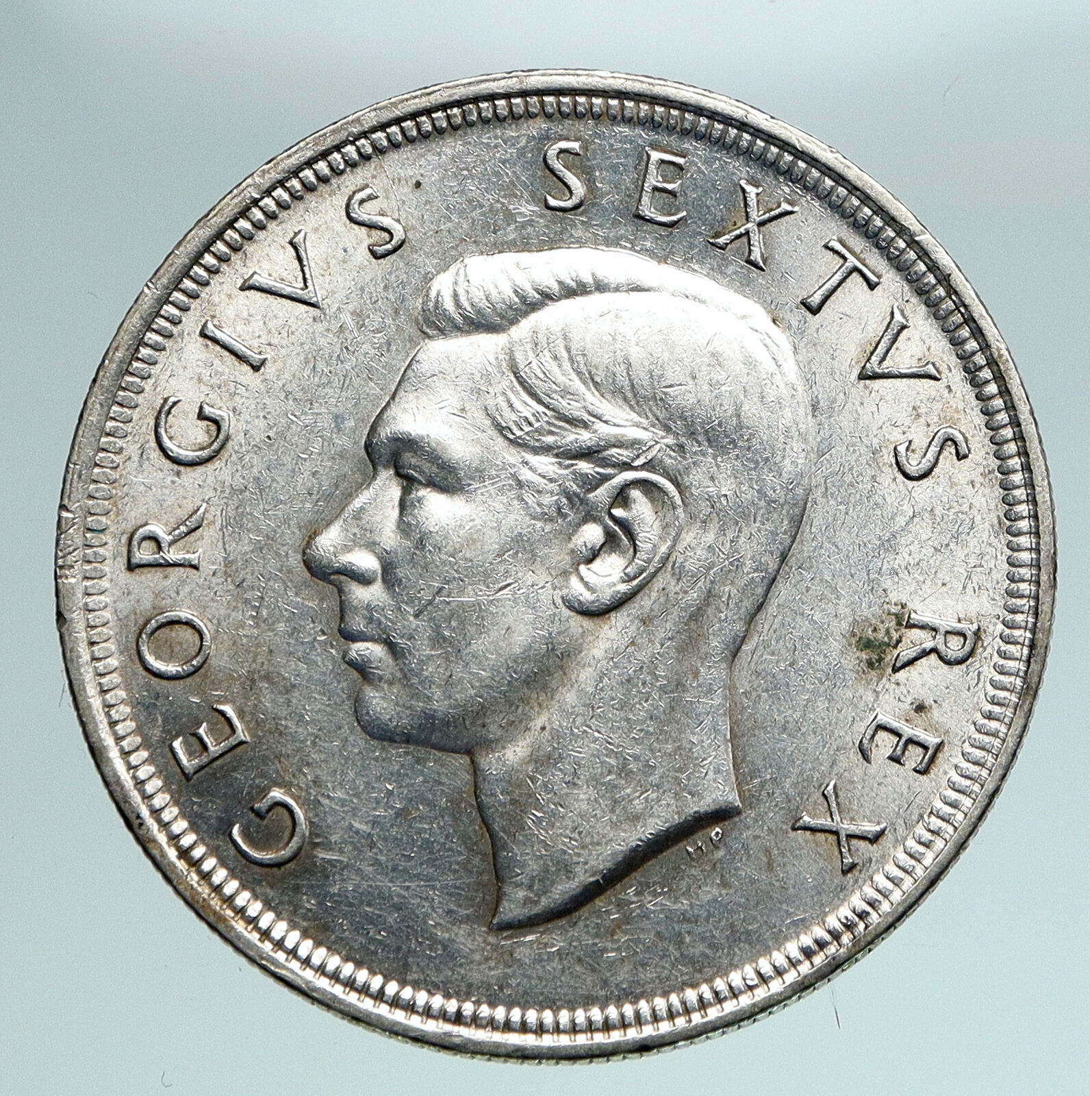 1951 SOUTH AFRICA George VI SPRINGBOK Deer Silver 5 Shillings LARGE Coin i90965