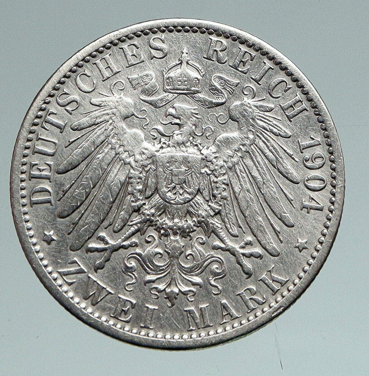 1904 PRUSSIA KINGDOM Germany WILHELM II Antique Silver 2 Mark German Coin i90960