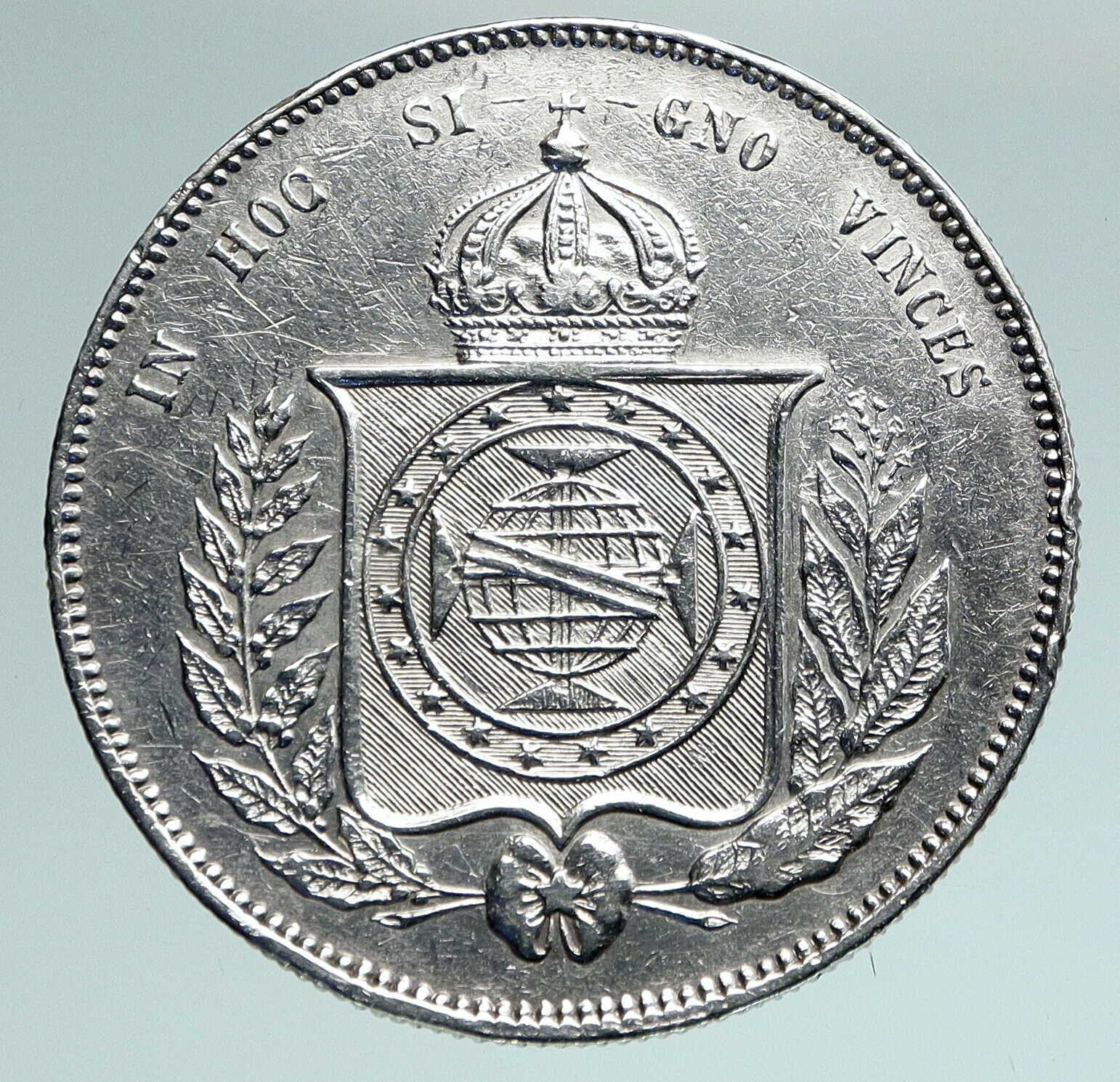 1856 BRAZIL w King Dom Pedro II Antique Brazilian Silver 2000 Reis Coin i90970