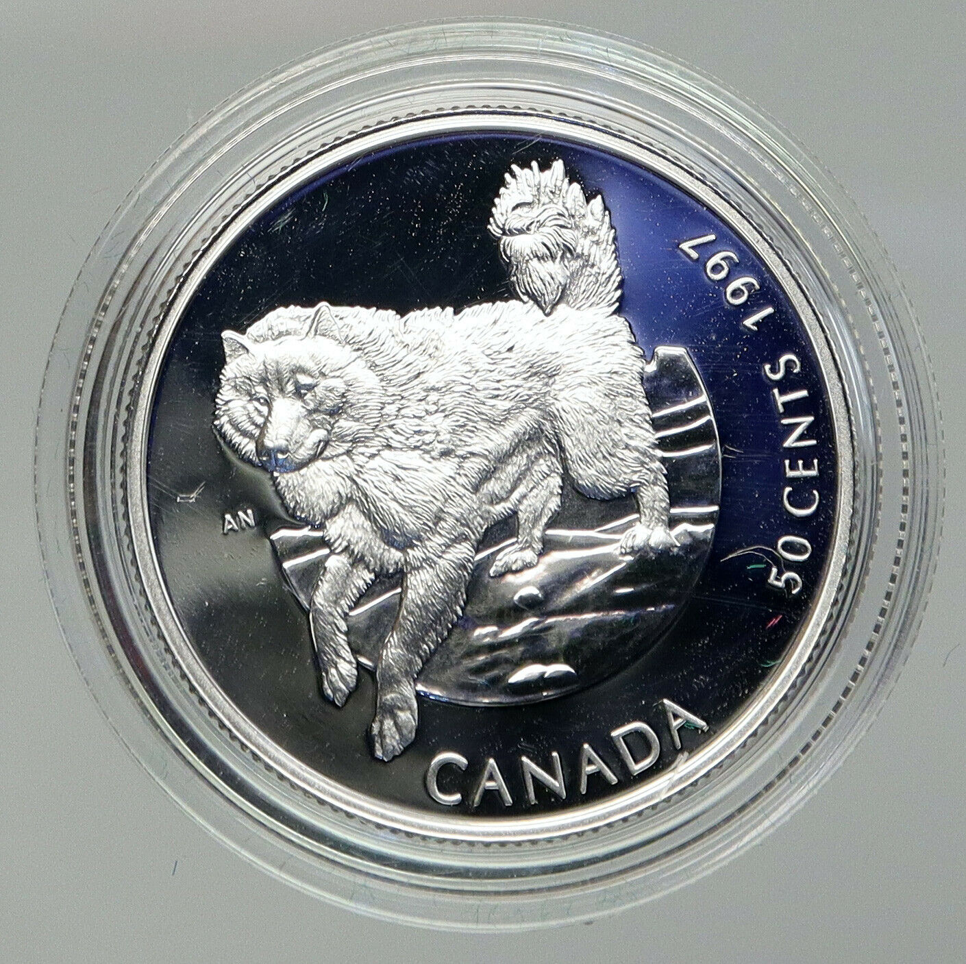 1997 CANADA Queen Elizabeth II Wildlife ESCIMO DOG Proof Silver 50c Coin i92812