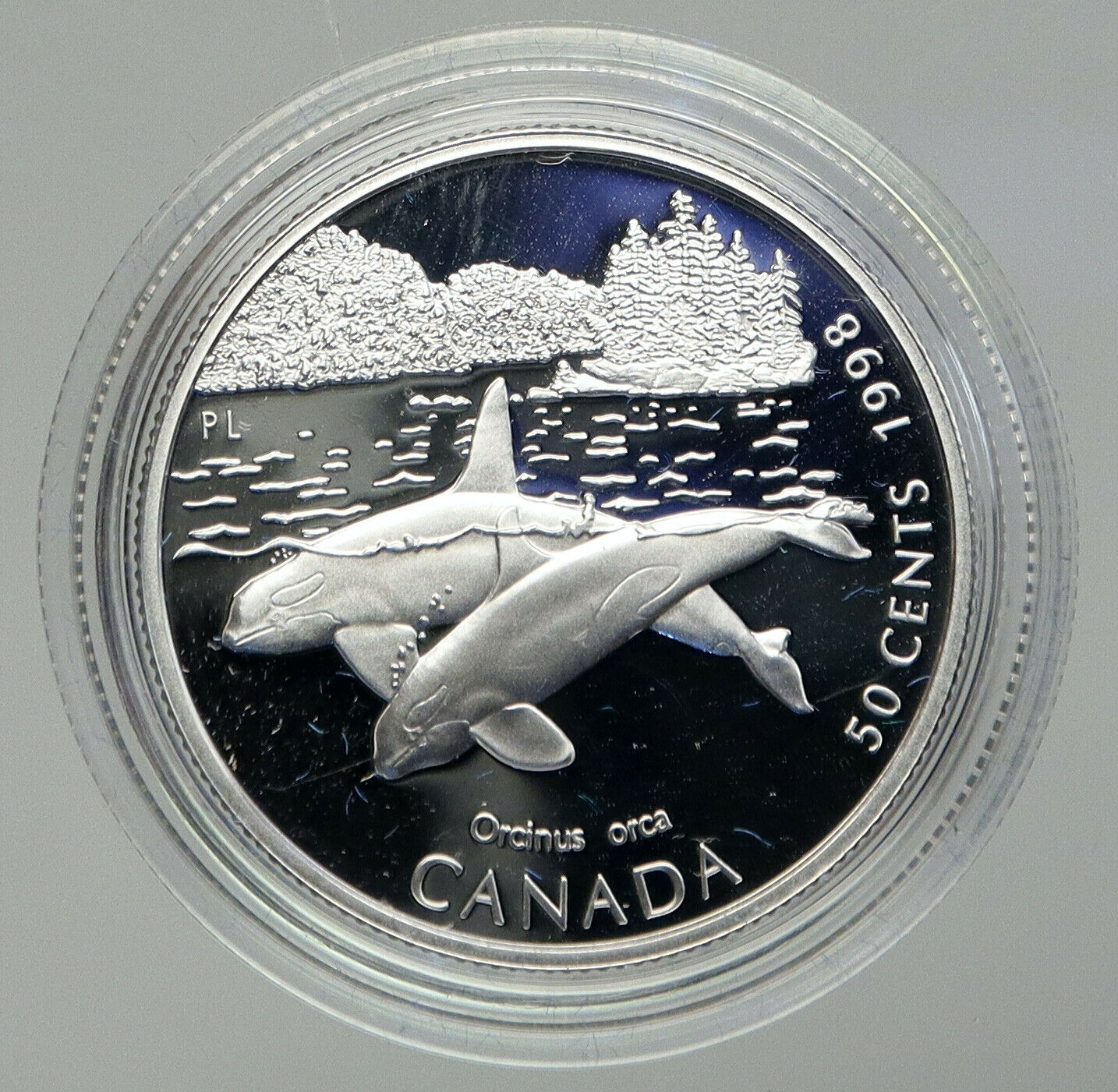 1998 CANADA Queen Elizabeth II Wildlife KILLER WHALES PRF Silver 50c Coin i92811