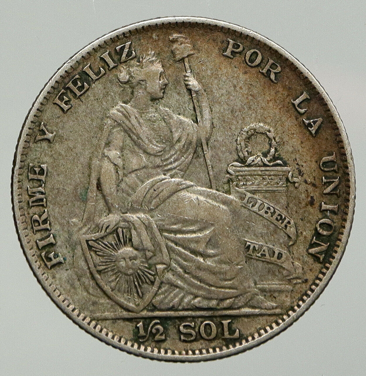 1935 PERU South America w LIBERTY Peruvian Antique Silver 1/2 Sol Coin i92864