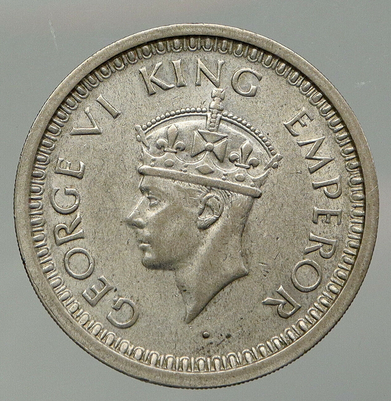 1944 B United Kingdom KING GEORGE VI British INDIA Old Silver Rupee Coin i92918