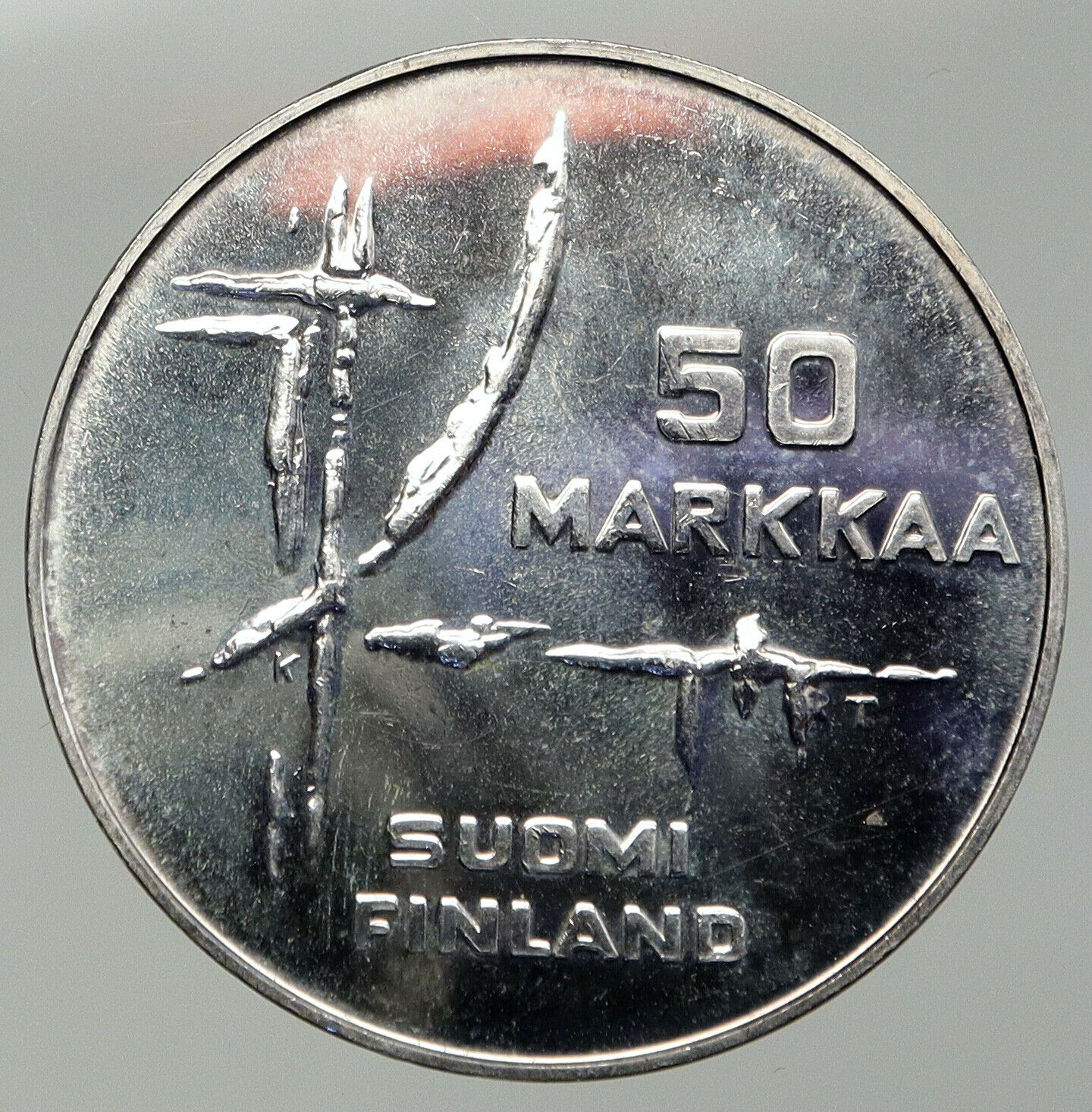 1982 FINLAND World Athletics Championships VINTAGE Silver 50 Markkaa Coin i92830