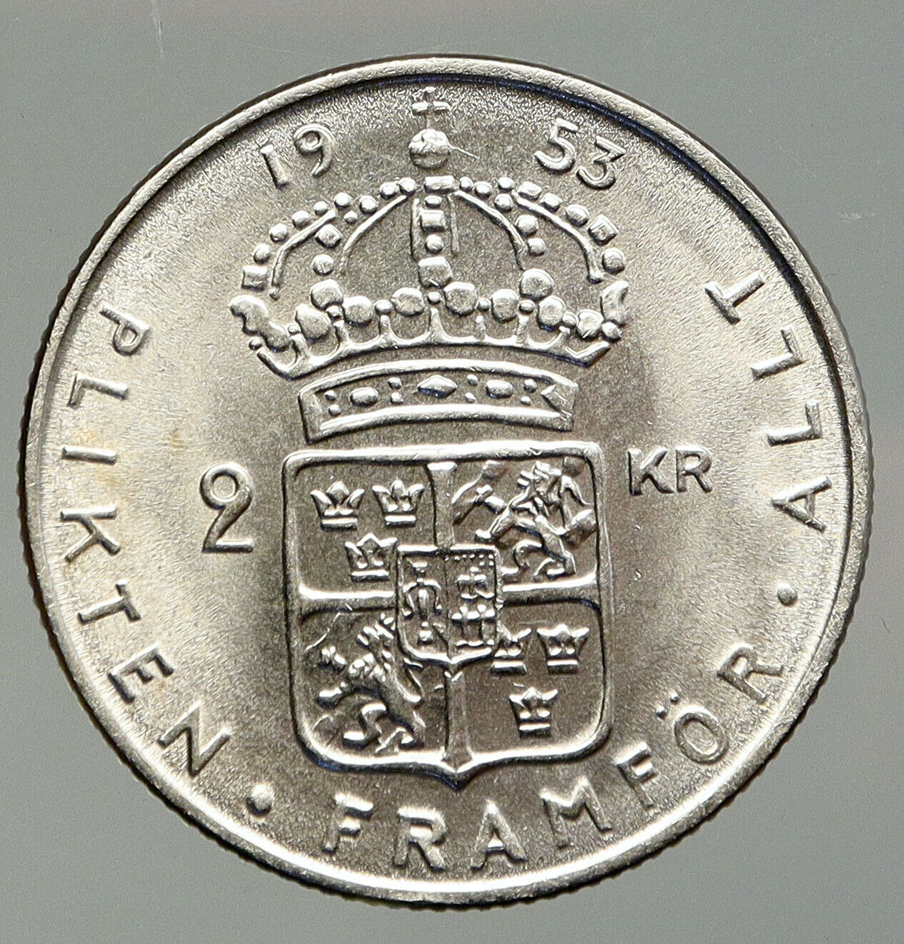 1953 SWEDEN King GUSTAV VI ADOLF 2 Kronor LARGE OLD Silver SWEDISH Coin i92916