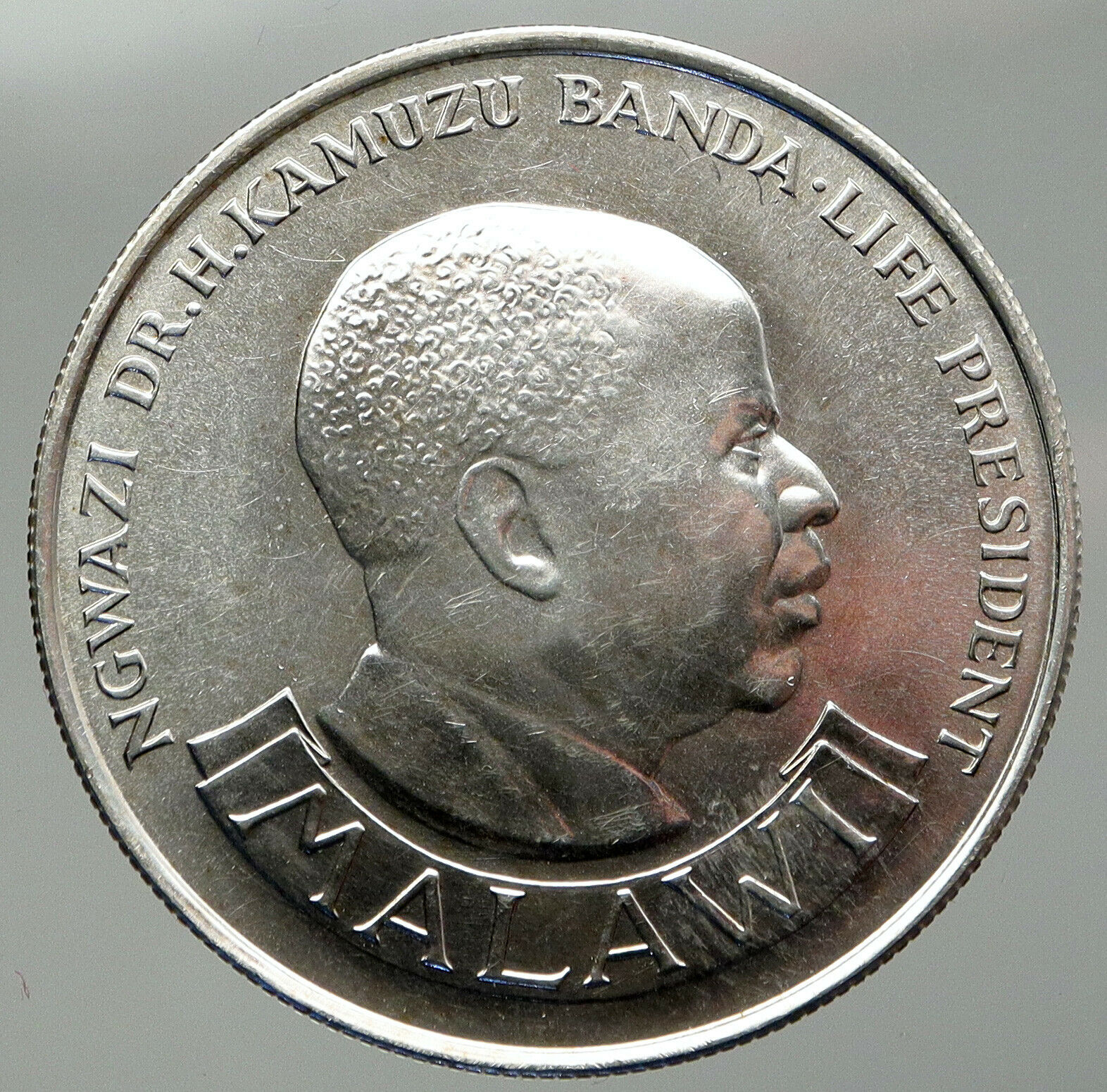 1974 MALAWI President Ngwazi Kamuzu Banda Vintage Silver 10 Kwacha Coin i92921