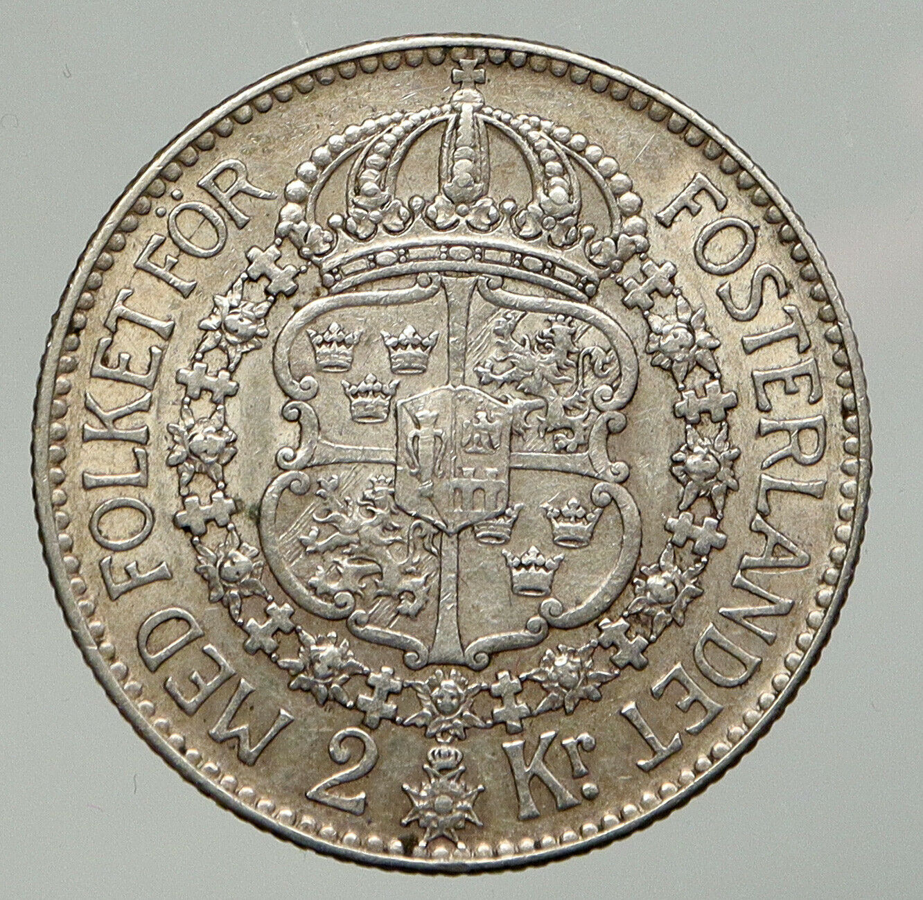 1936 G SWEDEN w GUSTAV V ADOLF SWEDISH LARGE Vintage Silver 2 Kronos Coin i92883