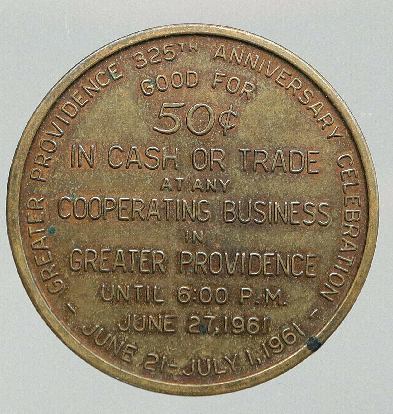 1961 UNITED STATES US City of Providence RHODE ISLAND 325th Vintage Medal i92696