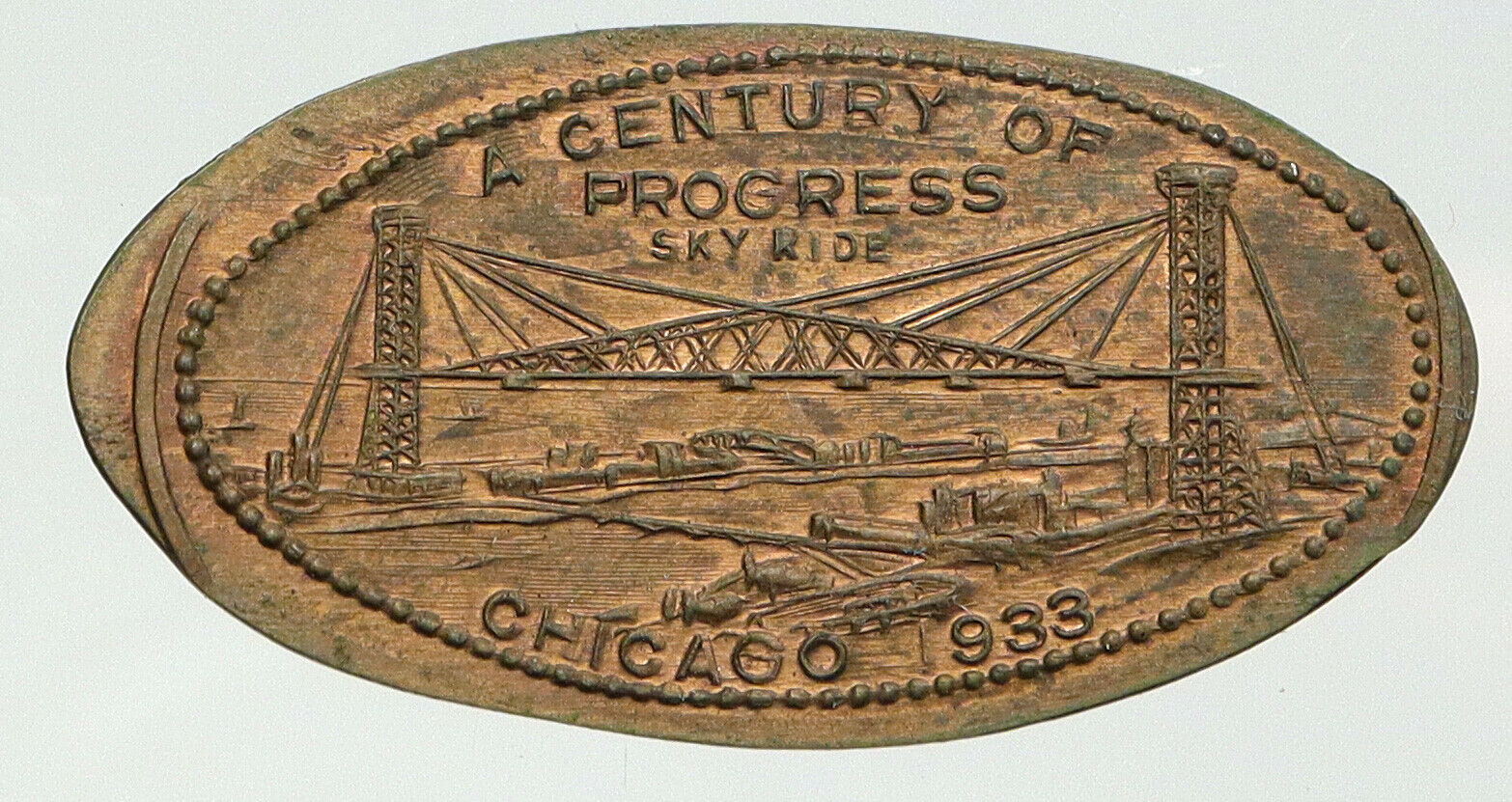 1933 United States Chicago CENTURY OF PROGRESS Sky Ride ELONGATED PENNY i92704