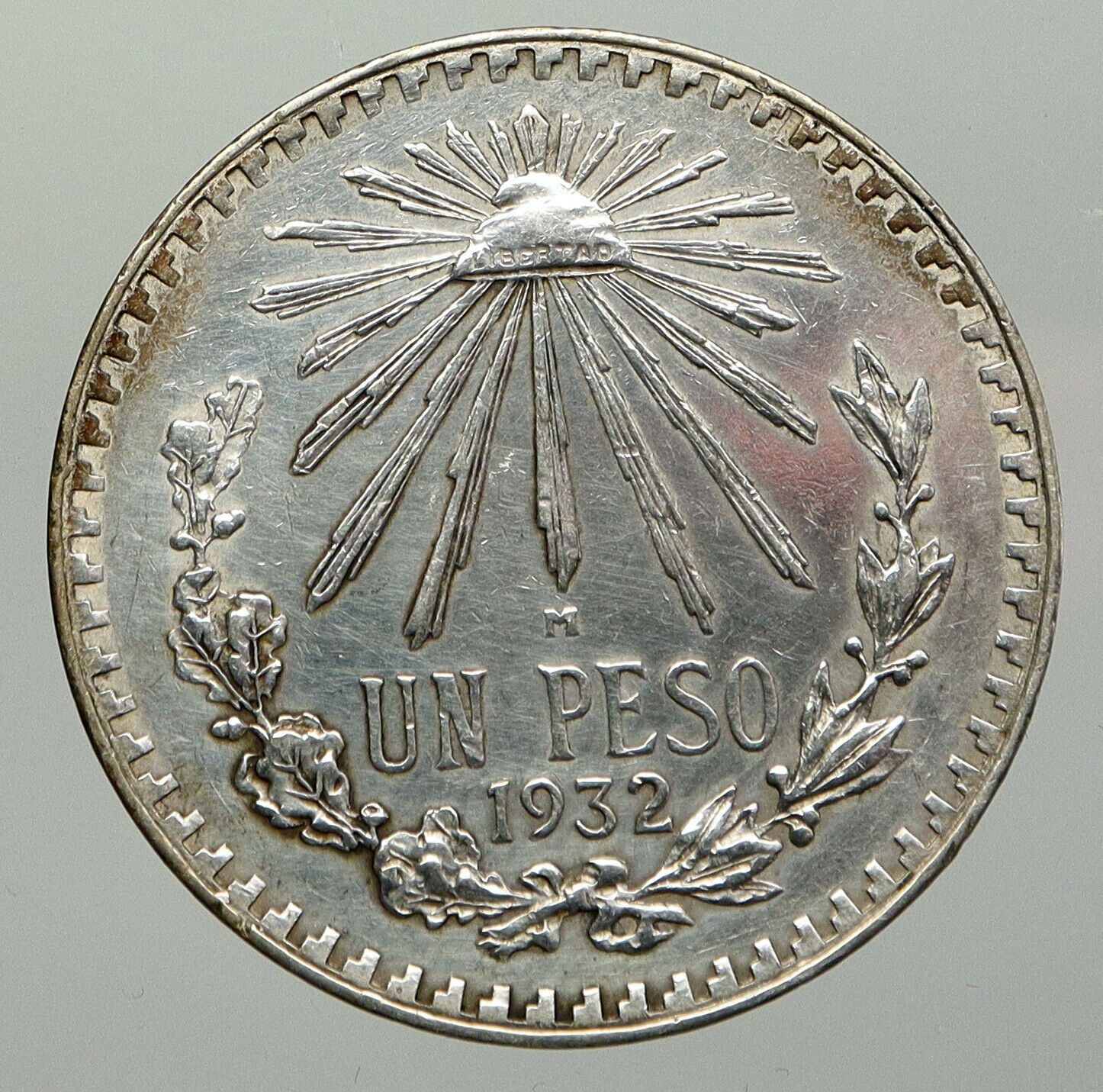 1932 Mo MEXICO Large Eagle Liberty Cap Mexican Antique Silver 1 Peso Coin i92990